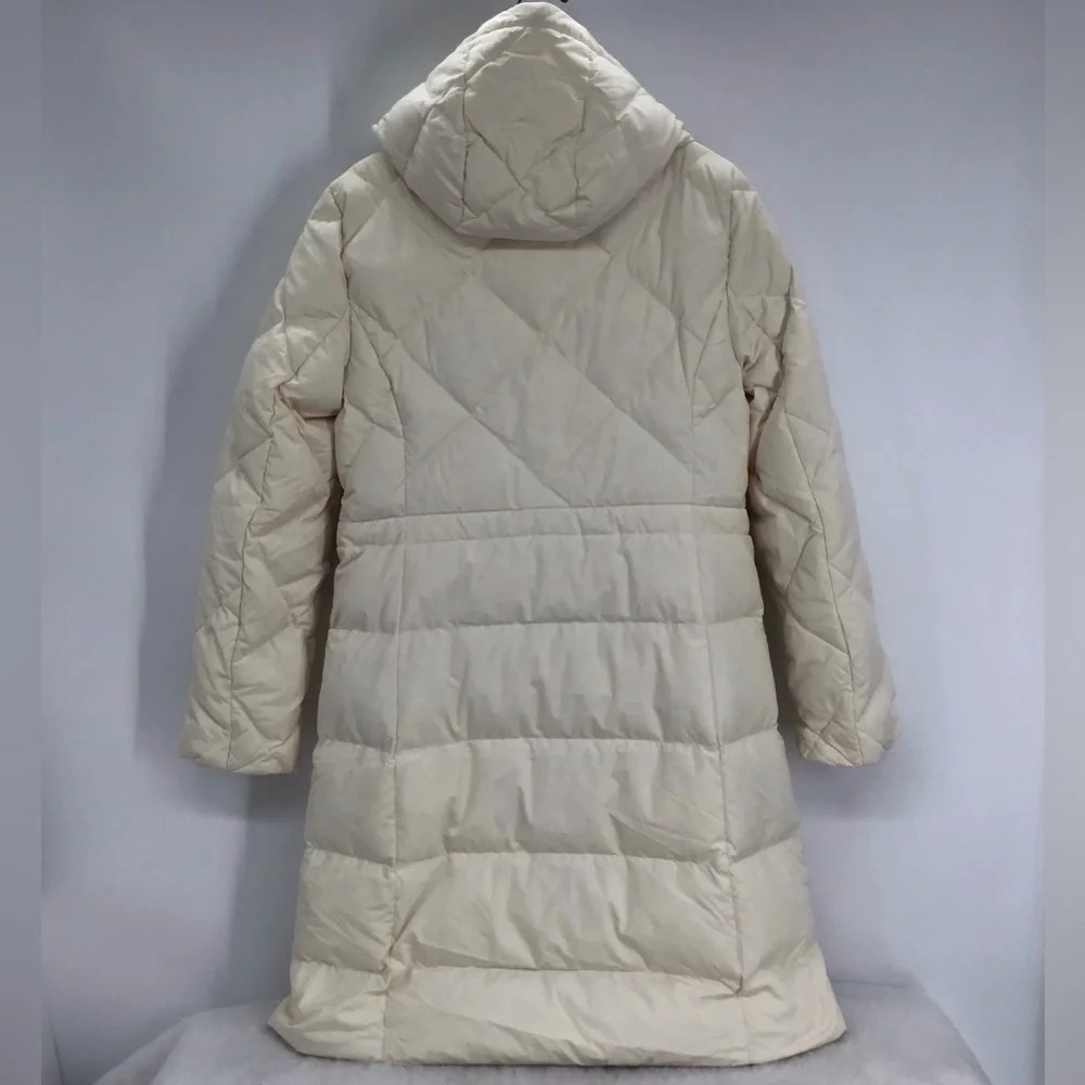 Talbots Women’s Hooded Down Puffer Coat Warm Winter NWT Creme’ Size XS - Picture 3 of 14